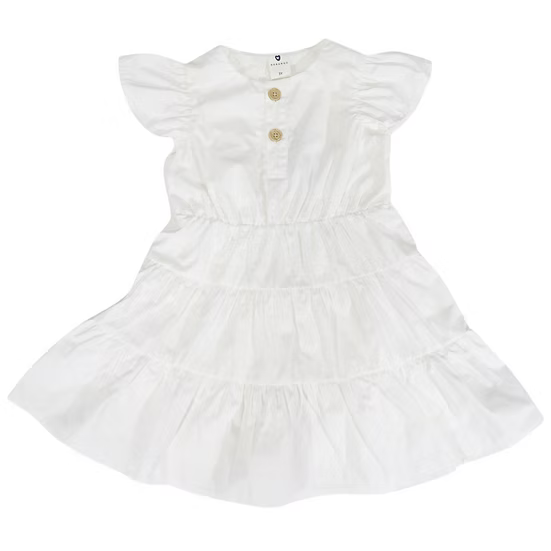 Korango - Tiered Cotton Lawn Dress - White