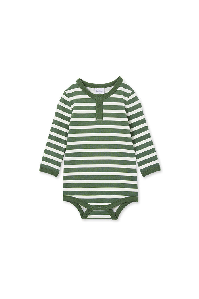 Milky - Green Stripe Henley Bubbysuit