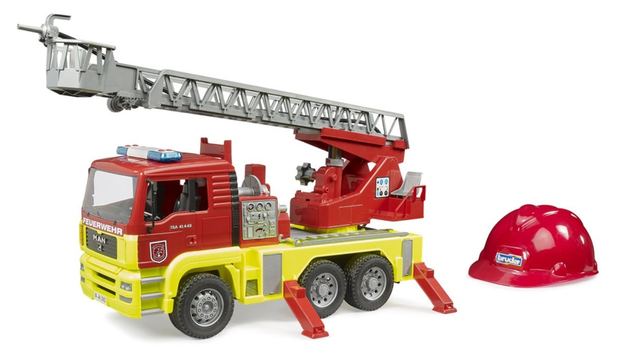 Bruder - 1:16 Emergency MAN TGA Fire Engine with Yellow Skirt. Light & Sound Module. Red Helmet Limited Edition