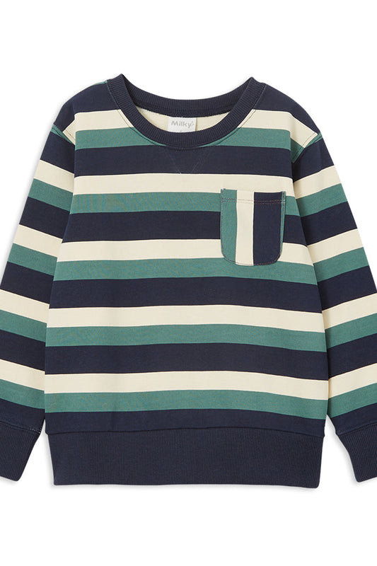 Milky - Block Stripe Fleece Sweat - 8-12