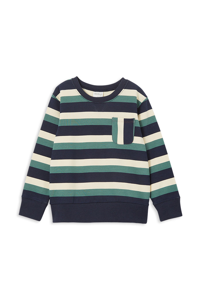 Milky - Block Stripe Fleece Sweat - 2-7yr