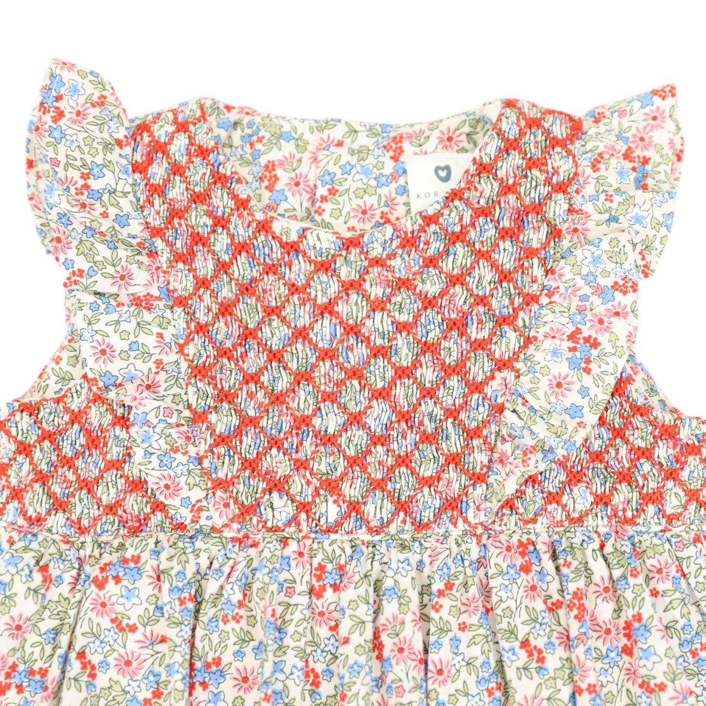 Korango - Cotton Floral Frill Smocked Sunsuit - Red Floral