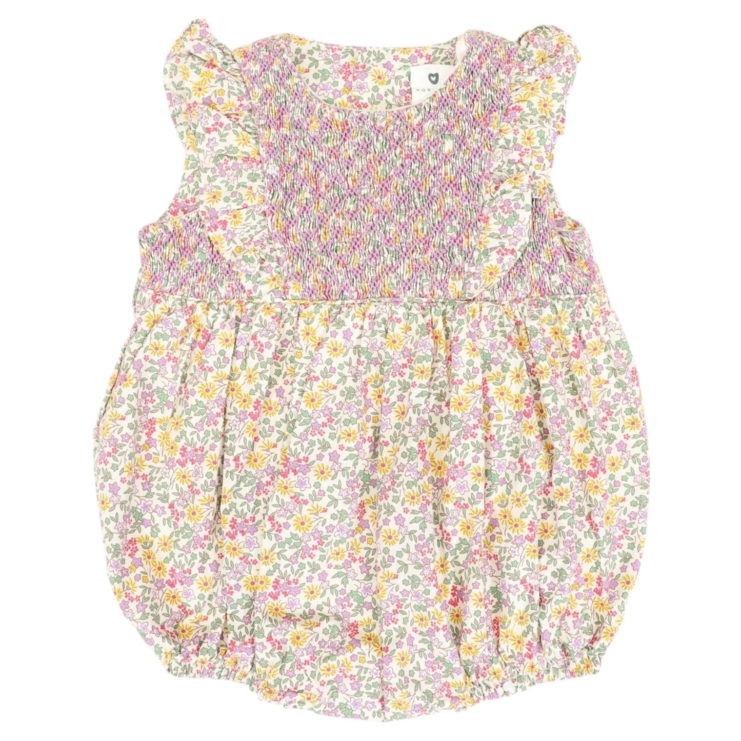 Korango - Floral Smocked Sunsuit Yellow Floral