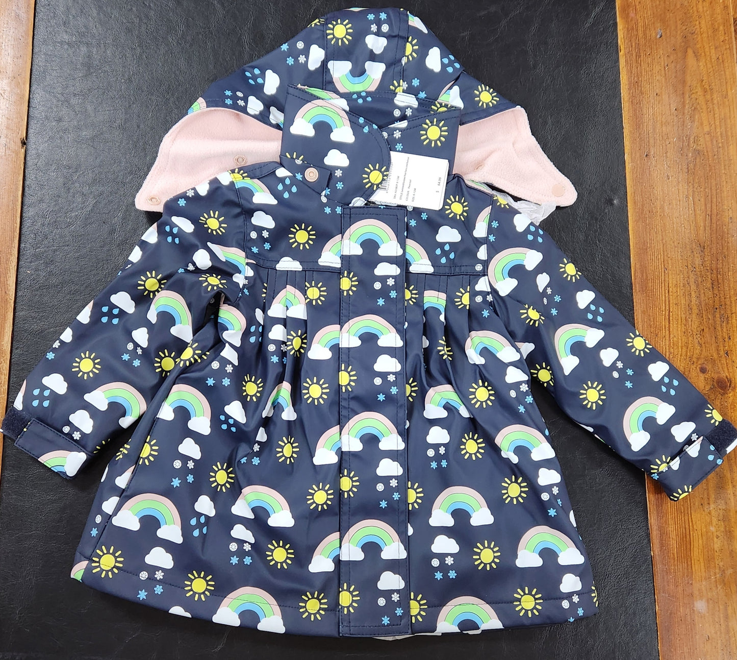 Korango Sunshine & Rainbows Polar Fleece Lined Raincoat Peacoat Baby