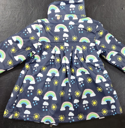 Korango Sunshine & Rainbows Polar Fleece Lined Raincoat Peacoat Baby