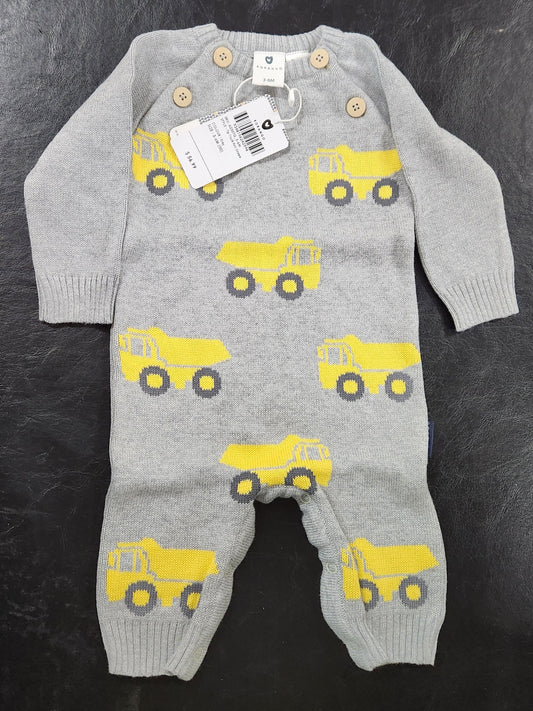 Korango - Tip Truck Knit Onesie - Grey