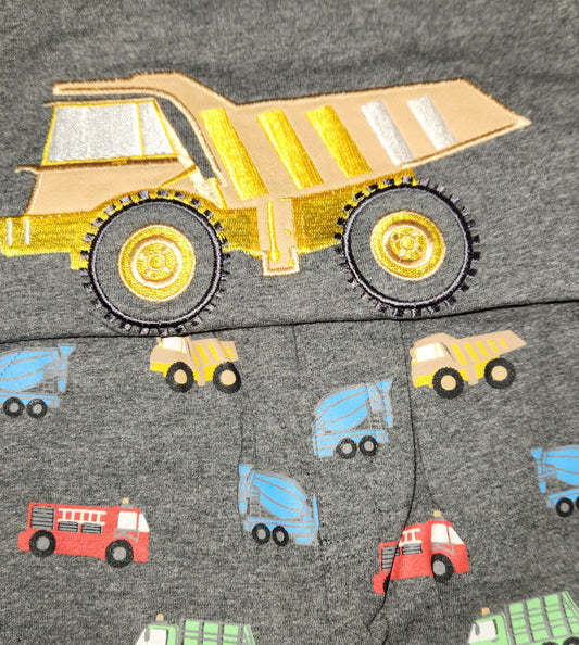 Korango - Truck Print Pyjamas - Charcoal Baby