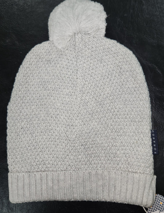 Korango - Textured Knit Beanie with Pom Pom - Microchip Grey