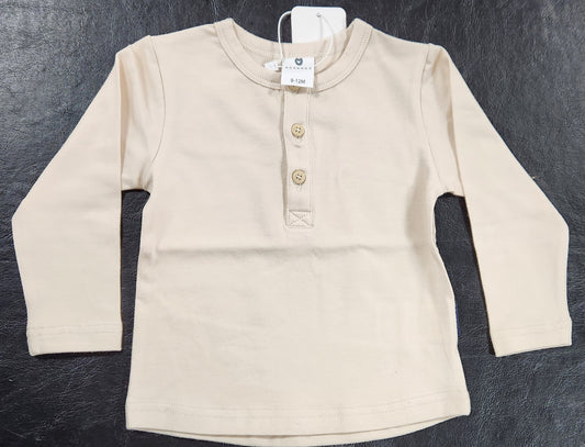 Korango - Classic Long Sleeve Henley Tee - Tapioca - Baby
