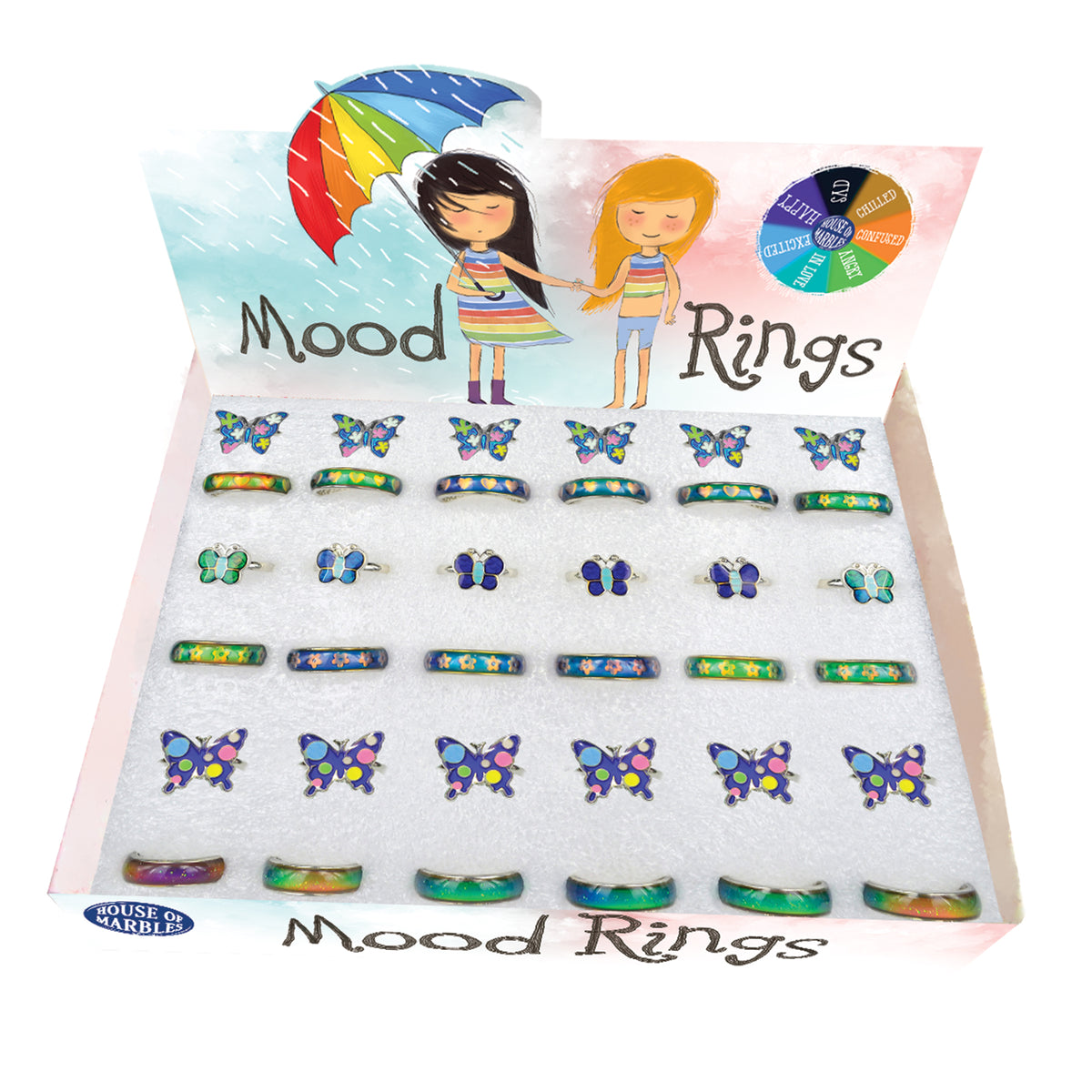 House Of Marbles - Butterflies & Bands Mood Rings