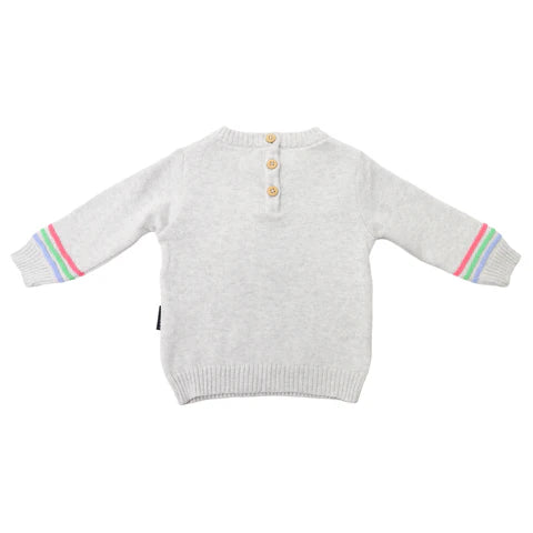 Korango - Rainbow Pattern Knit Sweater - Microchip Grey
