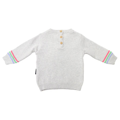 Korango - Rainbow Pattern Knit Sweater - Microchip Grey