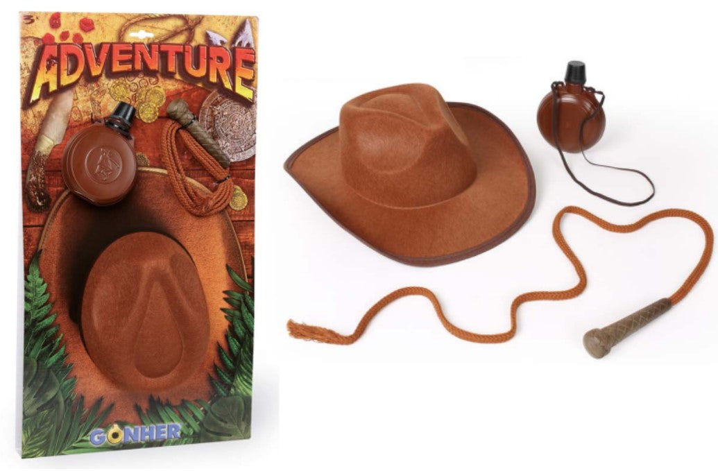 Adventure Set - Hat, Whip, Canteen
