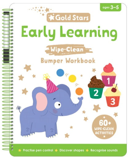 Gold Stars - Write & Wipe Clean Bumper Work Book - Early Learning