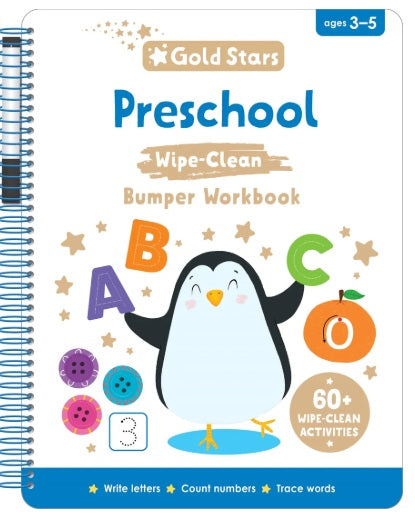 Gold Stars - Write & Wipe Clean Bumper Work Book - PreSchool