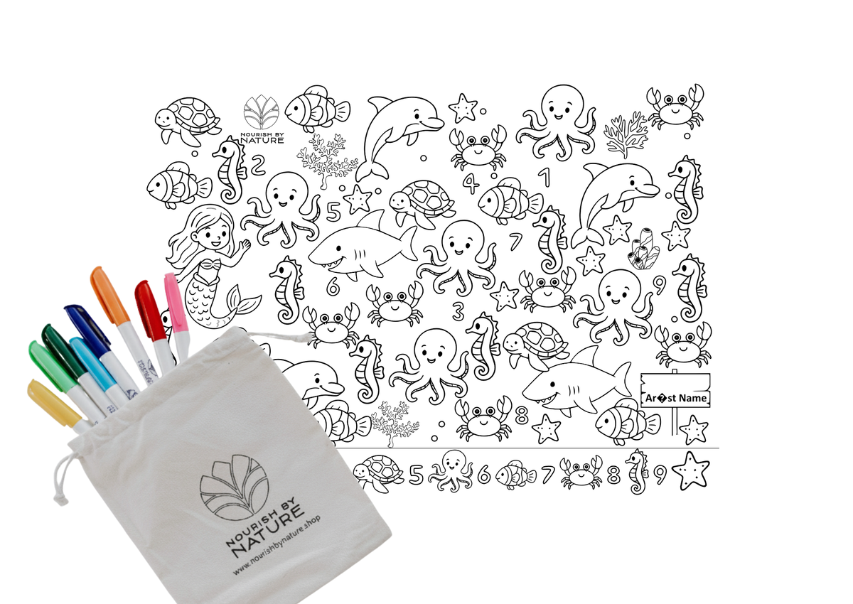 Nourish By Nature - Reusable Colouring Mat - Under the Sea Seek & Spot - A3 Silicone