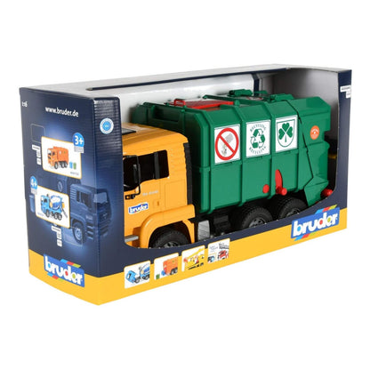 Bruder - Commercial MAN TGA Garbage Truck Rear Loading - Yellow & Green Ltd Edition