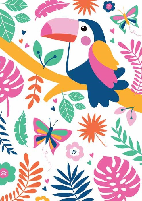 Toucan with Butterflies - Card Blank