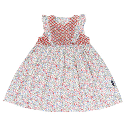 Korango - Cotton Floral Frill Smocked Dress - Red Floral