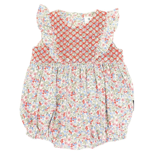 Korango - Cotton Floral Frill Smocked Sunsuit - Red Floral
