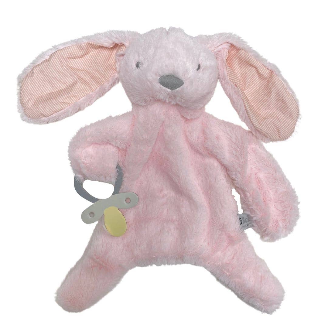 Es Kids - Bunny Comforter with Dummy Holder Pink Stripe 30cm