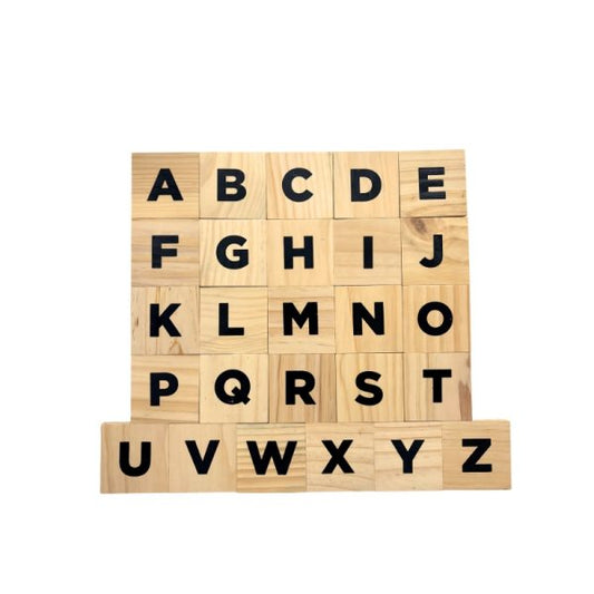 Wooden A-Z tiles 8x8cm