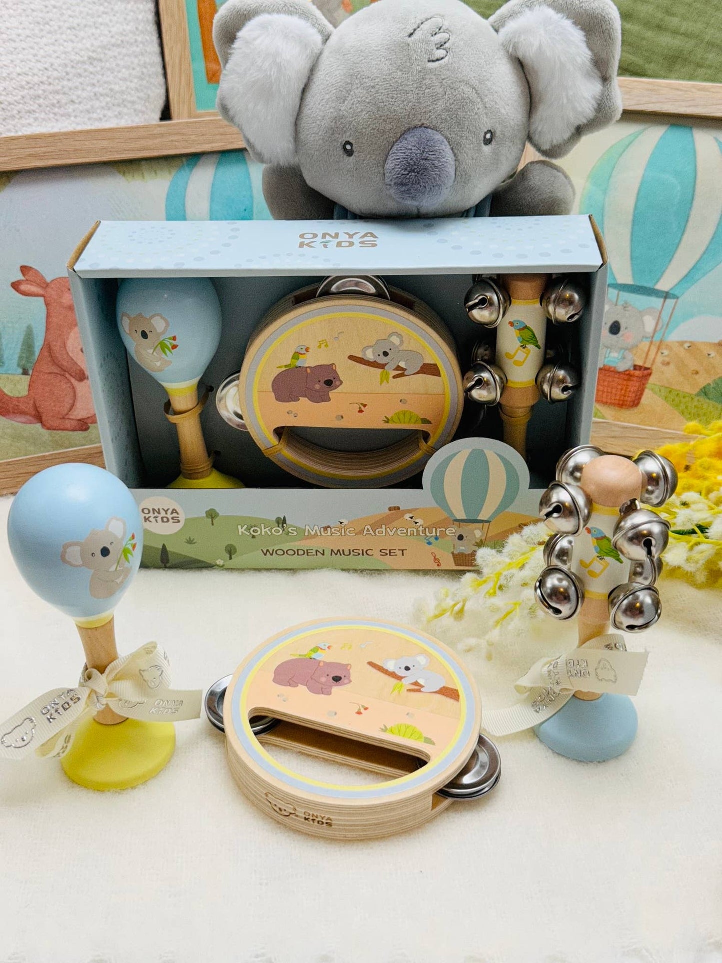 Onya Kids - KoKo's Music Adventure Wooden Music 3pcs Set (Koala, rainbow
