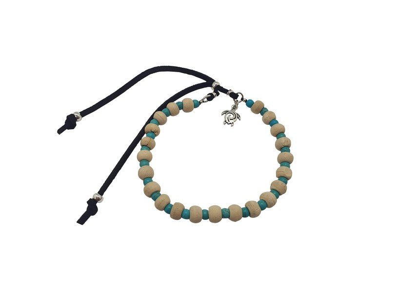 Naturally Design - Wood & Seaglass Beads Anklet