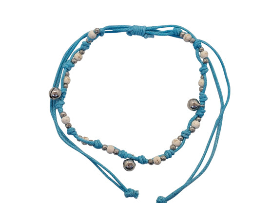 Naturally Design - Plaited Cord with Bells Anklet