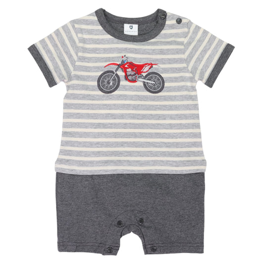 Korango - Motor Bike Applique Short Sleeve Onesie