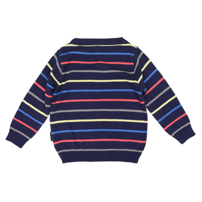 Korango - Stripe Knit Sweater - Navy