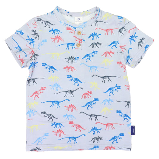 Korango - Dinosaur Fossil Henley Tee - Grey