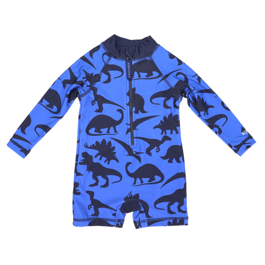 Korango - Dinosaur Long Sleeve Zip Swim Sunsuit Blue/ Navy