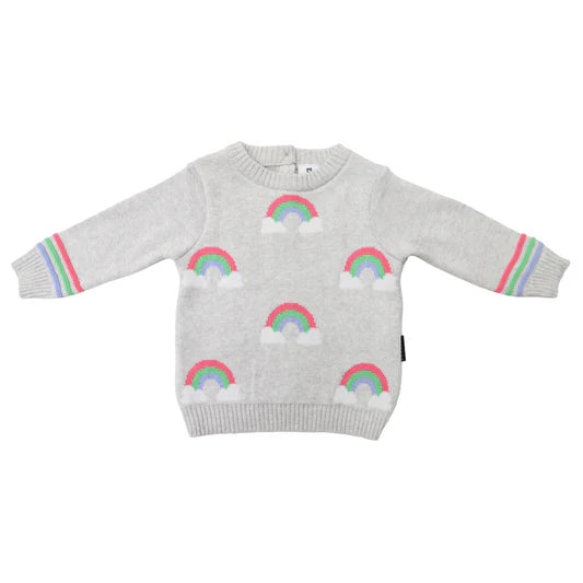 Korango - Rainbow Pattern Knit Sweater - Microchip Grey