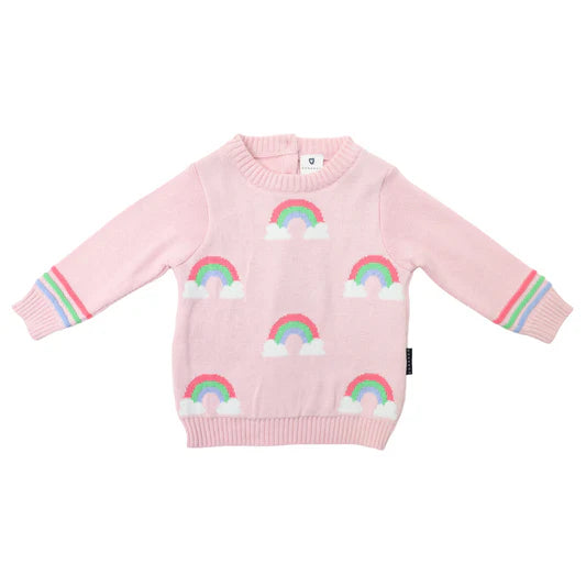 Korango - Rainbow Pattern Knit Sweater Baby - Fairytale Pink