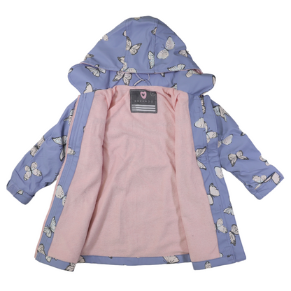 Korango- Butterfly Colour Change Terry Towelling Lined Raincoat Blue Heron Baby