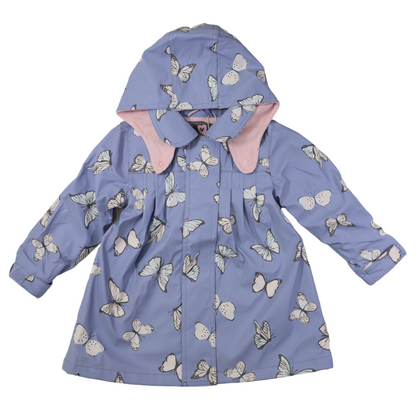 Korango- Butterfly Colour Change Terry Towelling Lined Raincoat Blue Heron Baby