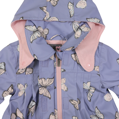 Korango- Butterfly Colour Change Terry Towelling Lined Raincoat Blue Heron Baby