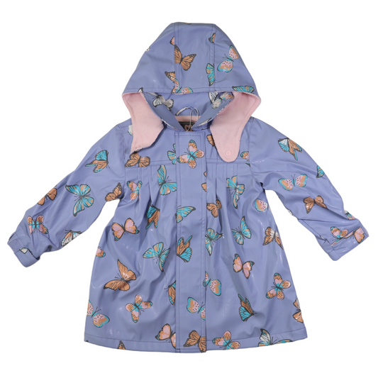 Korango- Butterfly Colour Change Terry Towelling Lined Raincoat Blue Heron Baby