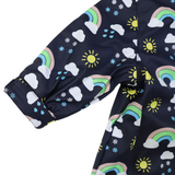 Korango-Sunshine & Rainbows, Polar Fleece Lined, Zip Rain Suit Peacoat