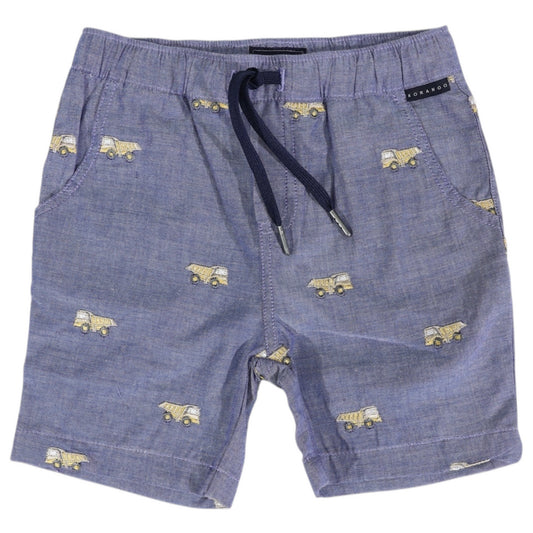 Korango - Embroidered Truck Chambray Short - Dark