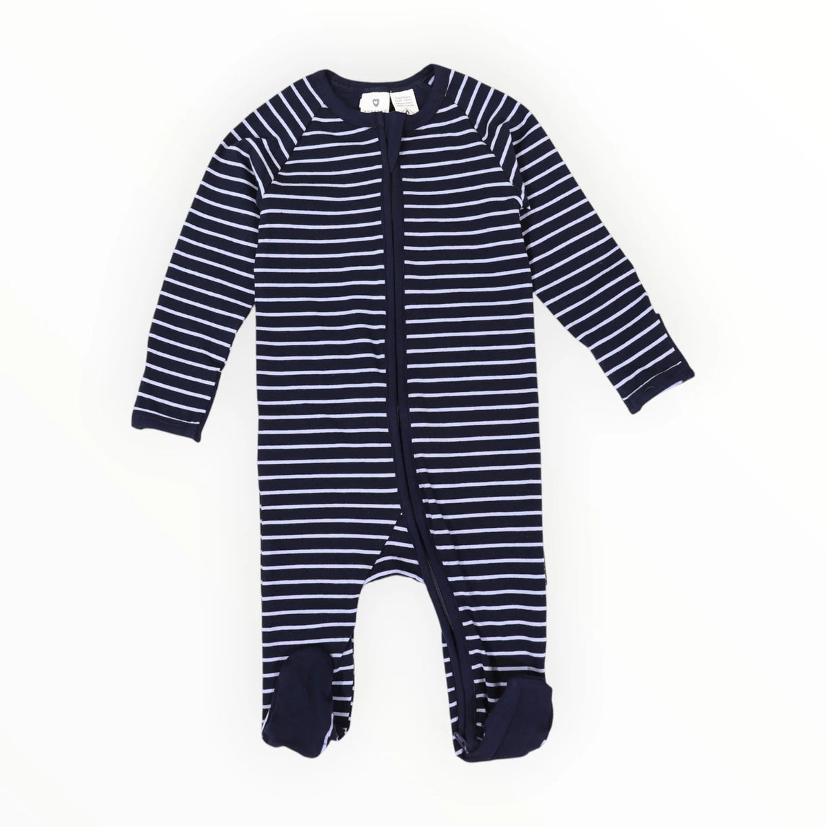 Korango - Striped Zip Cotton Romper Blue