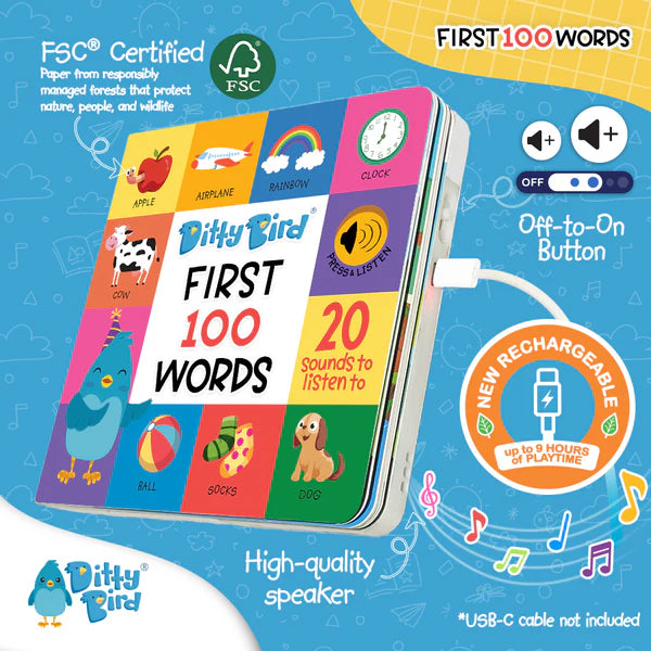 Ditty Bird - First 100 Words - USB C Rechargeable