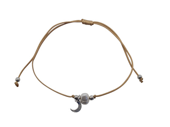 Naturally Design - Crescent Moon & Pearl Charm Bracelet