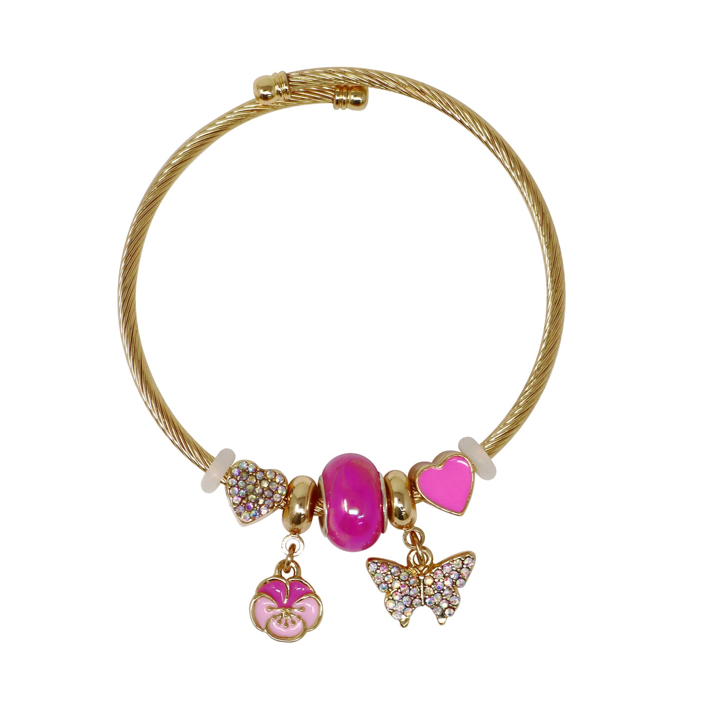 Pink Poppy - Butterfly Charm Bracelet