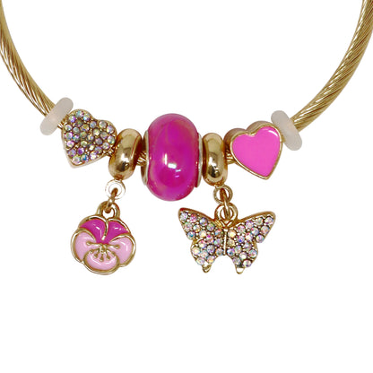 Pink Poppy - Butterfly Charm Bracelet