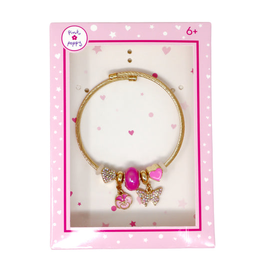 Pink Poppy - Butterfly Charm Bracelet