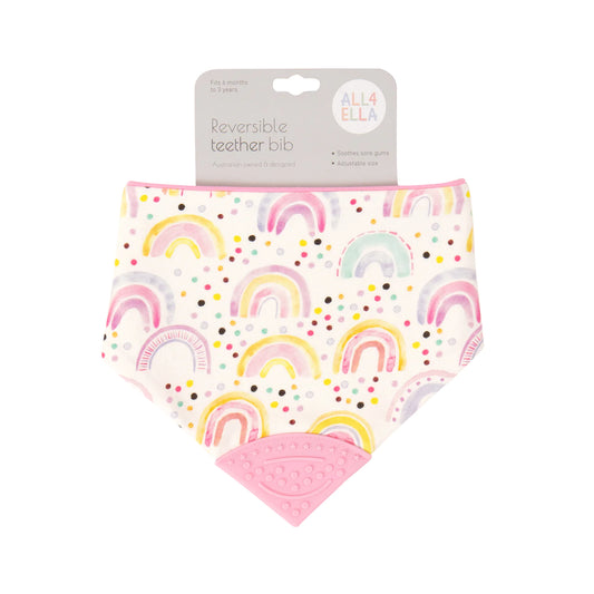 All4Ella - Bandana Bib - 2pk - Assorted With Teether