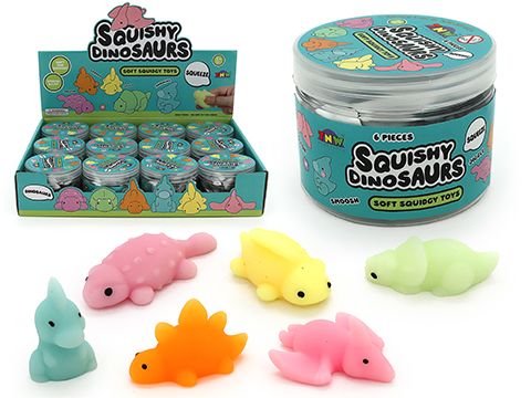 SQUEEZE DINOSAURS IN TUB 6PCS