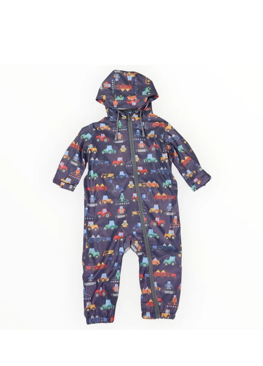 Korango - Farm Machine Print Rainsuit - Navy